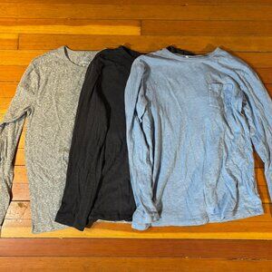 Crewcuts kids long sleeve tee shirt bundle- SZ 12/14, gray, black, blue